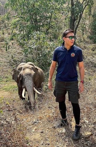 12년 전 자신이 치료해준 코끼리와 우연히 만난 태국 수의사 파타라폴 마니온[파타라폴 마니온 페이스북 갈무리]